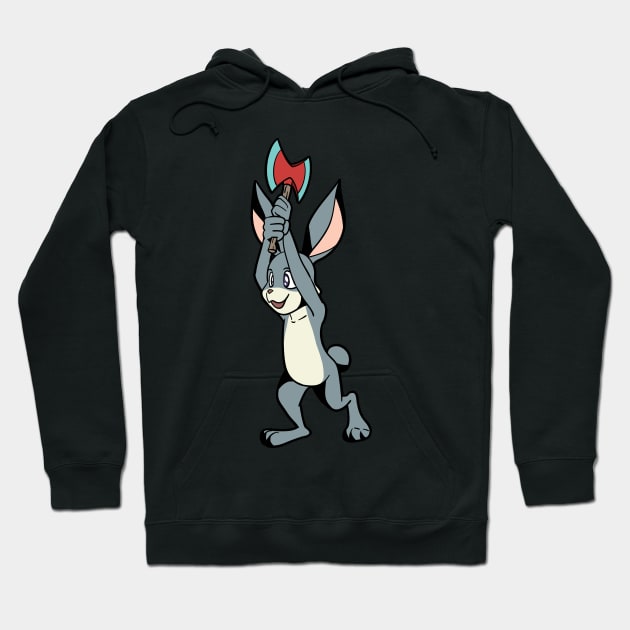 Axe throwing bunny - axe throwing Hoodie by Modern Medieval Design